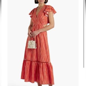 Sachin + Babi Coral and White Striped Midi Dress